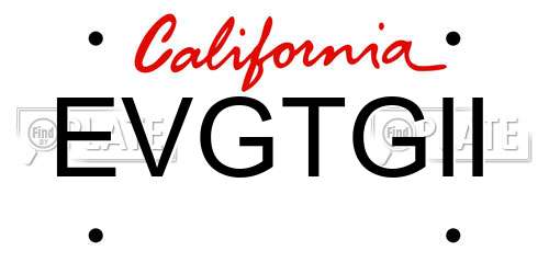 EVGTGII California License Plate