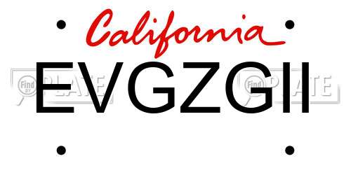 EVGZGII California License Plate
