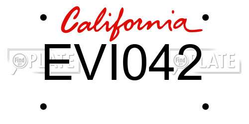 EVI042 California License Plate