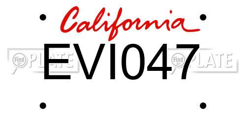 EVI047 California License Plate