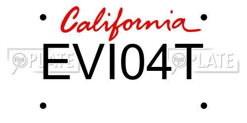 EVI04T California License Plate