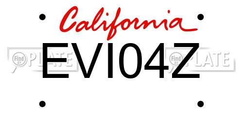 EVI04Z California License Plate
