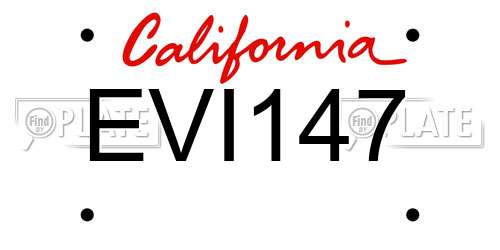 EVI147 California License Plate