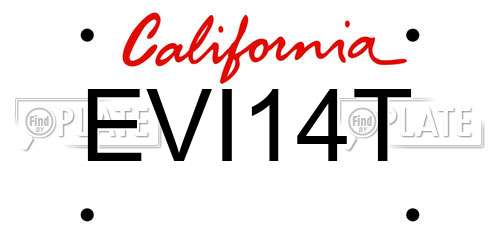 EVI14T California License Plate