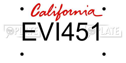 EVI451 California License Plate