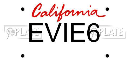 EVIE6 California License Plate