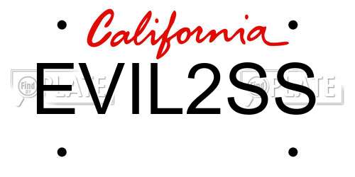 EVIL2SS California License Plate