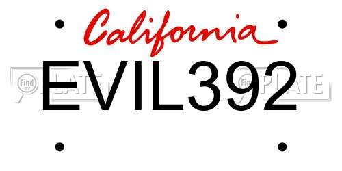 EVIL392 California License Plate
