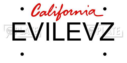 EVILEVZ California License Plate