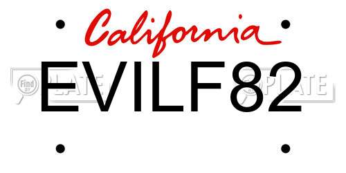 EVILF82 California License Plate