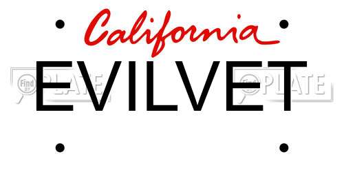 EVILVET California License Plate