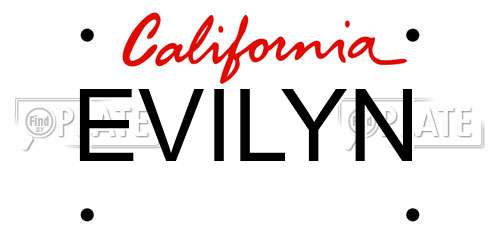 EVILYN California License Plate