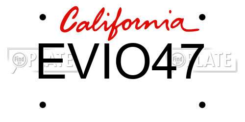 EVIO47 California License Plate