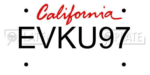 EVKU97 California License Plate