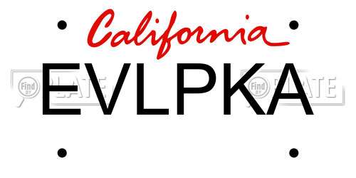 EVLPKA California License Plate