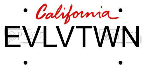 EVLVTWN California License Plate