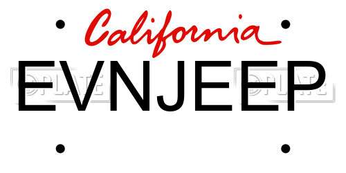EVNJEEP California License Plate