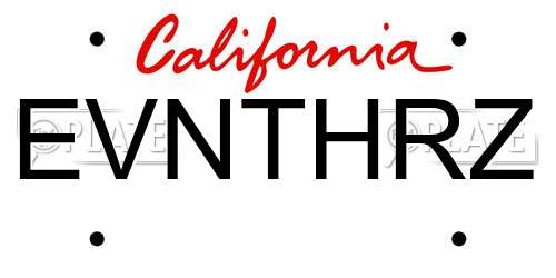 EVNTHRZ California License Plate