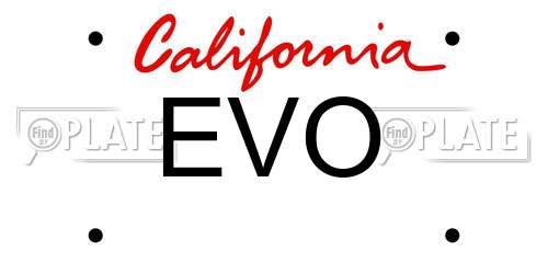 EVO California License Plate