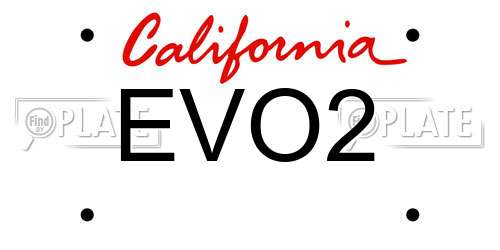EVO2 California License Plate