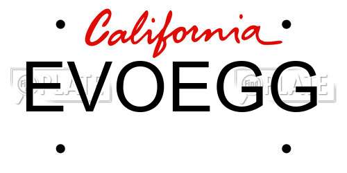 EVOEGG California License Plate