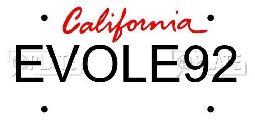 EVOLE92 California License Plate