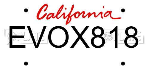 EVOX818 California License Plate