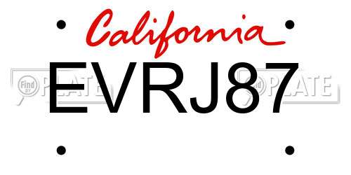 EVRJ87 California License Plate