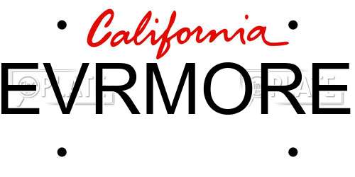 EVRMORE California License Plate