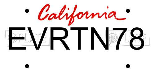 EVRTN78 California License Plate