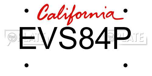 EVS84P California License Plate