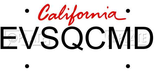 EVSQCMD California License Plate