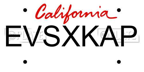 EVSXKAP California License Plate