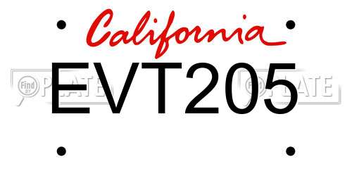 EVT205 California License Plate