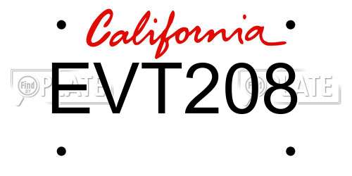 EVT208 California License Plate