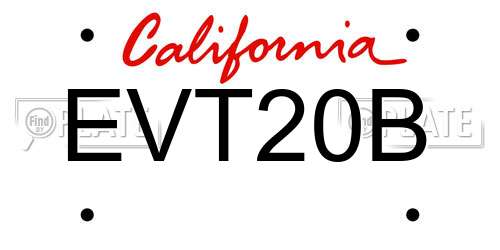 EVT20B California License Plate