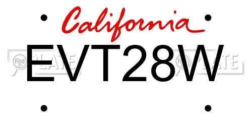 EVT28W California License Plate
