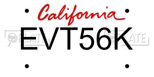 EVT56K California License Plate