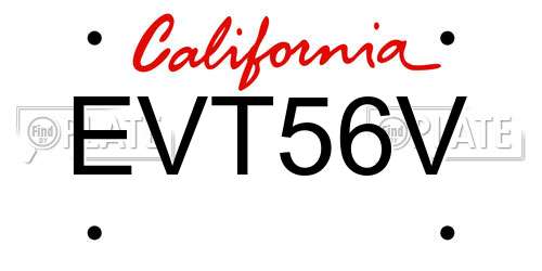 EVT56V California License Plate