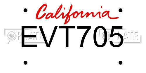 EVT705 California License Plate