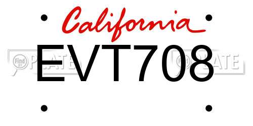 EVT708 California License Plate