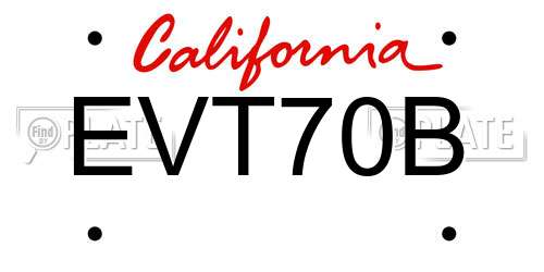 EVT70B California License Plate