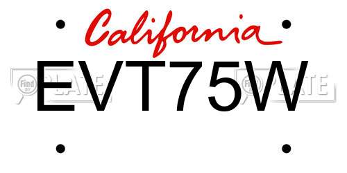 EVT75W California License Plate