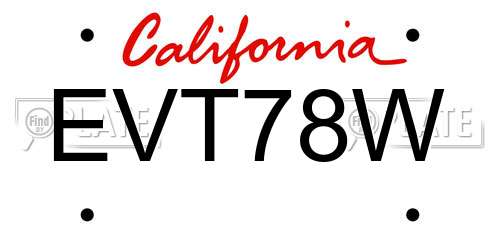 EVT78W California License Plate