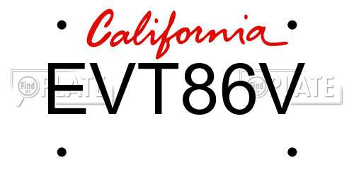 EVT86V California License Plate