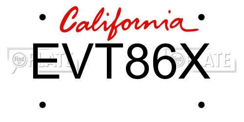 EVT86X California License Plate