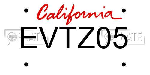 EVTZ05 California License Plate
