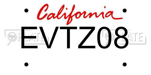 EVTZ08 California License Plate