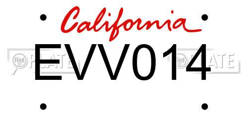 EVV014 California License Plate