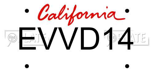 EVVD14 California License Plate